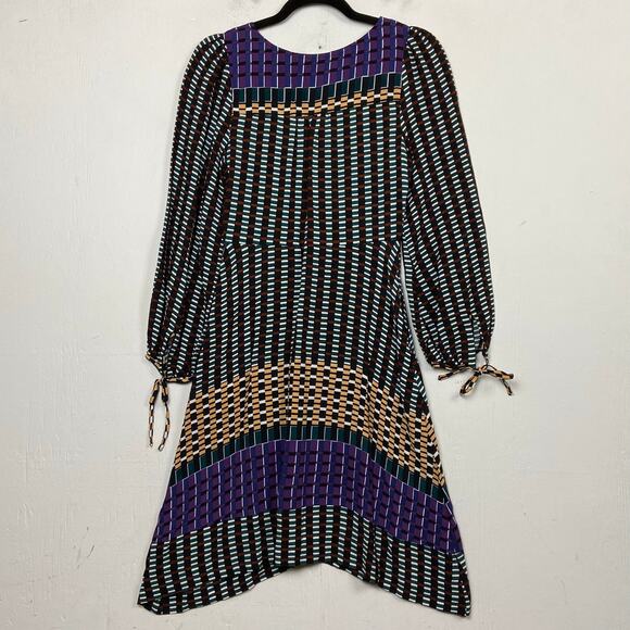 Maeve Anthropologie Gianna Tunic V Neck Geometric Print Dress Pockets 2 Petite - Picture 9 of 14